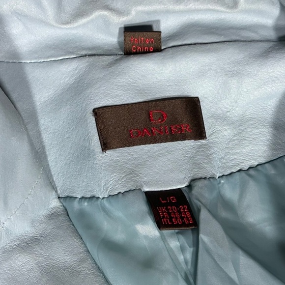 Vintage Blue Light blue Danier Blazer Skirt suit size Large Blazer 12 Skirt - Picture 5 of 8